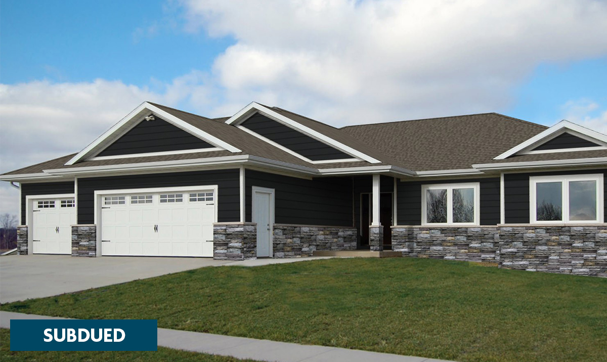 Black siding with Weather Wood roofing