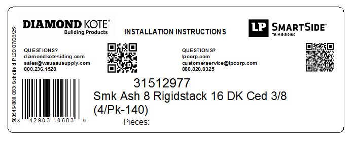 Sample package label